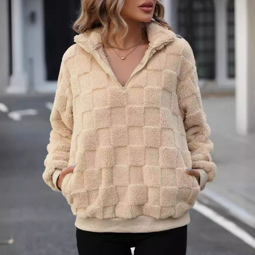 Women's Half Zipped Stand Collar Sweater