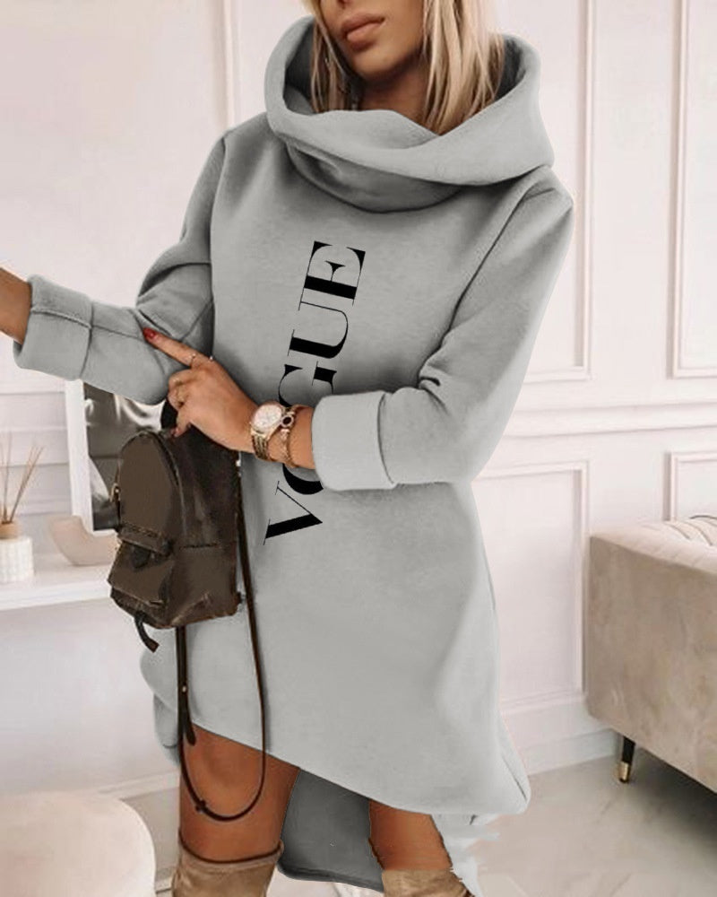 Turtleneck Hooded Mid-length Sweater