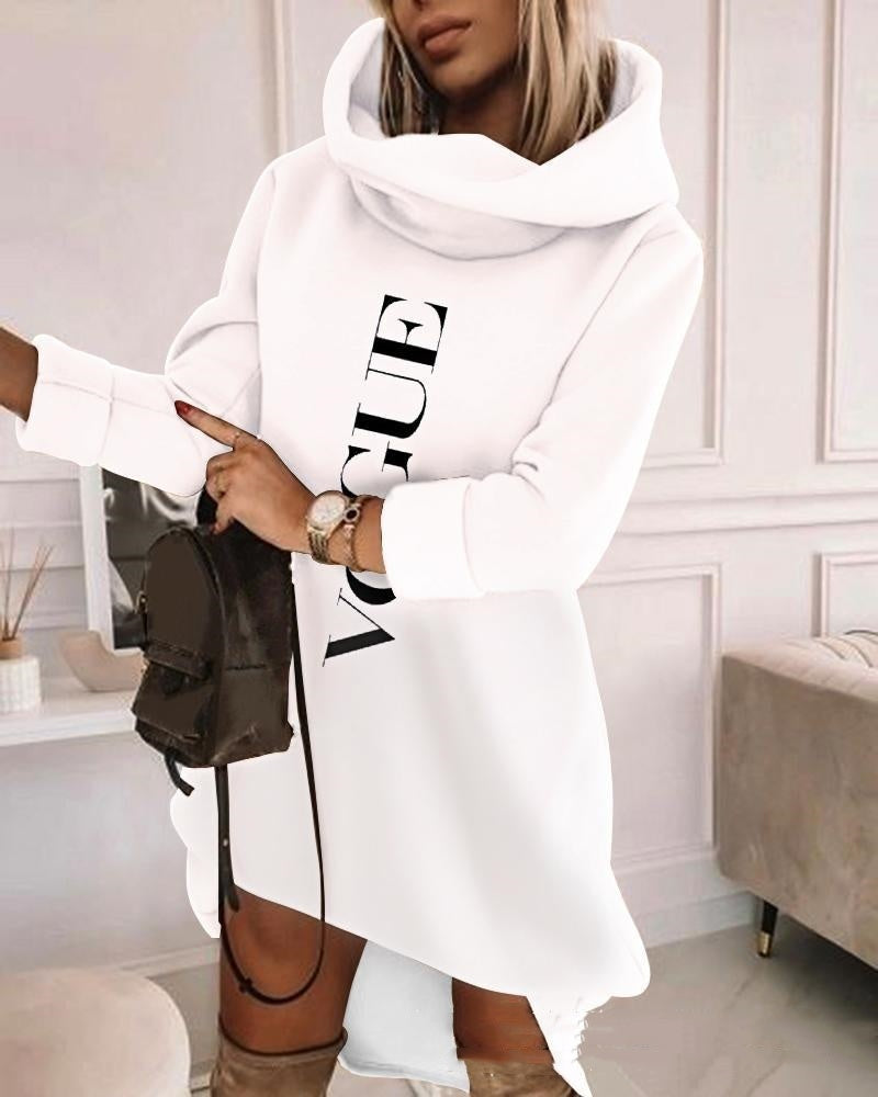 Turtleneck Hooded Mid-length Sweater