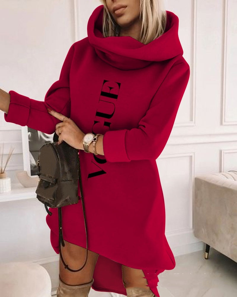 Turtleneck Hooded Mid-length Sweater