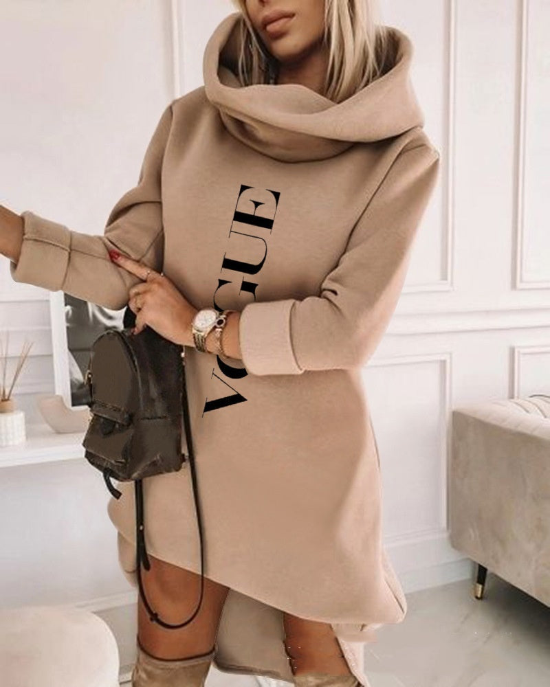 Turtleneck Hooded Mid-length Sweater