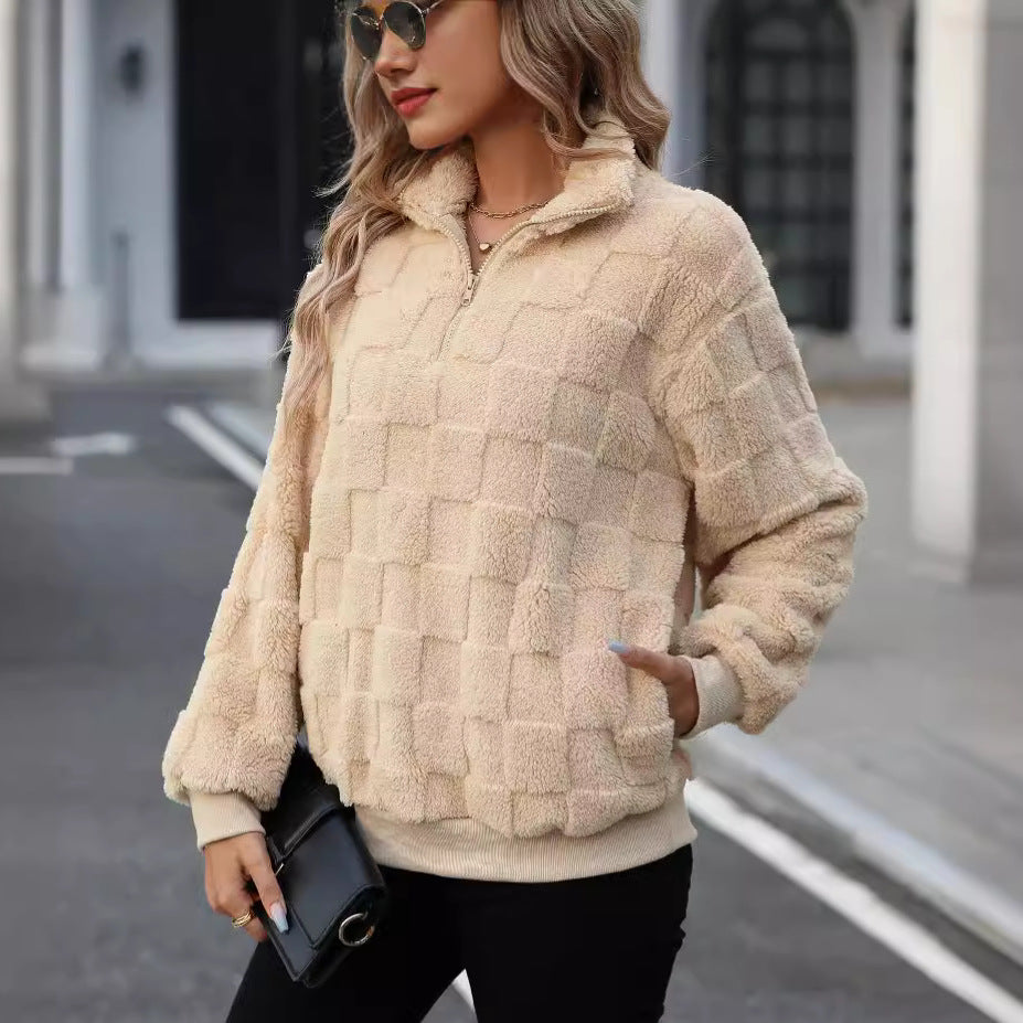Women's Half Zipped Stand Collar Sweater