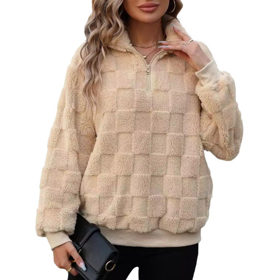 Women's Half Zipped Stand Collar Sweater
