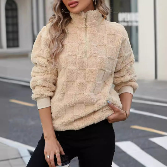 Women's Half Zipped Stand Collar Sweater