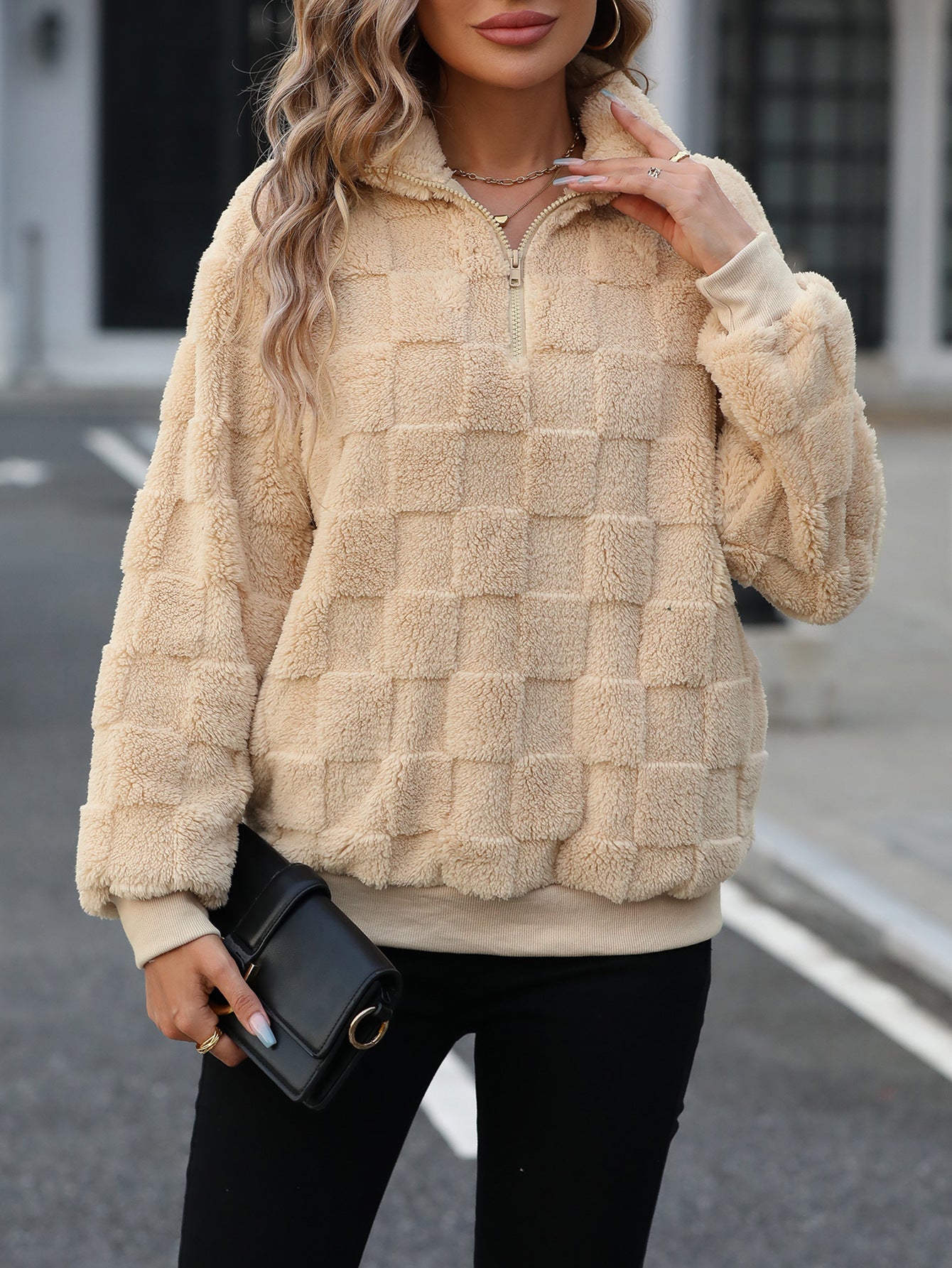 Women's Half Zipped Stand Collar Sweater