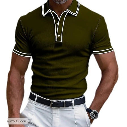 Lapel Placket Strip T-shirt